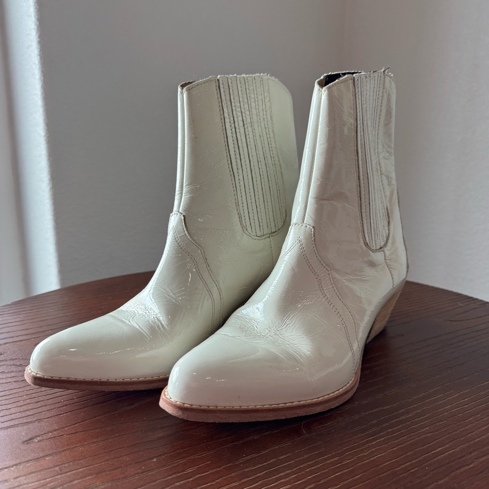 Free People New Frontier Chelsea Ankle Boot Ivory Cream Women’s 38 7 7.5 Boots - Picture 2 of 12